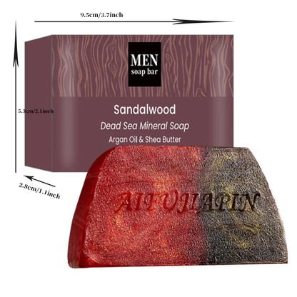 1/2/4/6pcs Handmade Whitening Sandalwood Men'S Soap, Deeply Cleanses The Body, Moisturizes The Face, And Is Gentle And Shiny