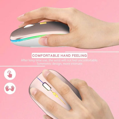 Rechargeable Wireless Mouse Bluetooth-compatible 2.4GHz Dual Modes Computer Mice with Nano Receiver for PC Laptop Macbook