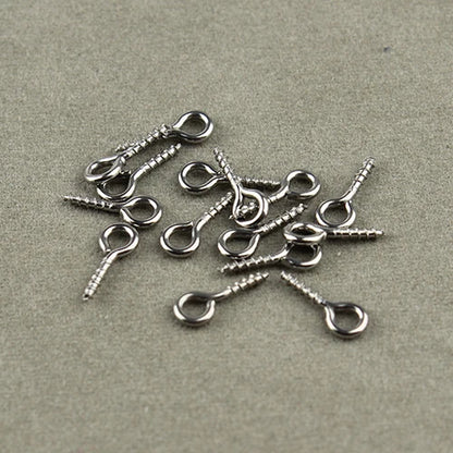 20-50pcs/lot Stainless Steel Eyepin Keychain Hook Eye Pins Mini Screw Pendants DIY Threaded Pin Fitting DIY Jewelry Bracelet