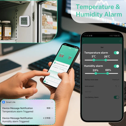 Tuya Zigbee Temperature Humidity Sensor Mini Screen Thermometer For Smart Home Automation Work with Google Home Alexa