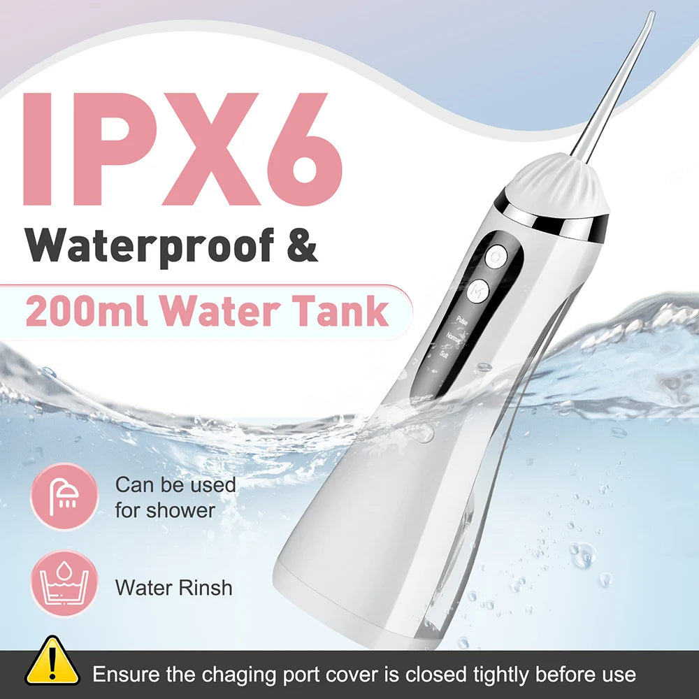 Inteligentny irygator doustny elektryczny 220 ml, nić wodna, 3 tryby, ładowalny, przenośny, irygator do zębów, do czyszczenia zębów