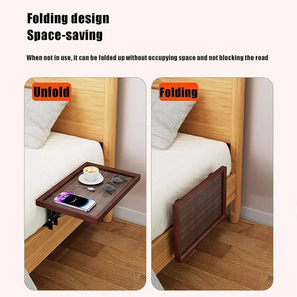 Foldable Bedside Shelf Bed Table Shelf for Top Bunk Bed Side Table Tray for College Dorm Room Loft Nightstand Organizer Tray
