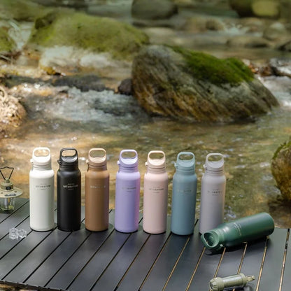 JUSTINLAU 600ML Insulated Bottle with Pop-up Lid Stainless Steel Keep Hot＆Cold Thermal Mug Outdoor Sports/Travel Water Cups