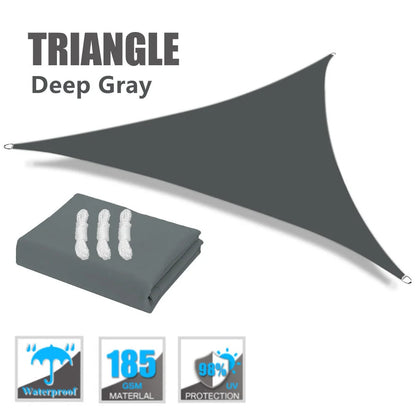 Triangle Sun Shade Sail Canopy UV Block Sun Shelter with Fixing Kits for Outdoor Patio Pool Beach Backyard Garden Sunscreen Tent