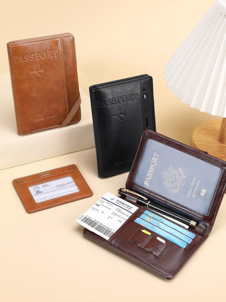 Passport Holder and Wallet in One, Anti-Theft, Anti-Degaussing, Multi-Functional Document and Card Storage Bag, Travel Ticket Holder, Portable Business and Travel Document Organizer, Essential Document Protection Cover for Go