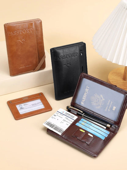 Passport Holder and Wallet in One, Anti-Theft, Anti-Degaussing, Multi-Functional Document and Card Storage Bag, Travel Ticket Holder, Portable Business and Travel Document Organizer, Essential Document Protection Cover for Go
