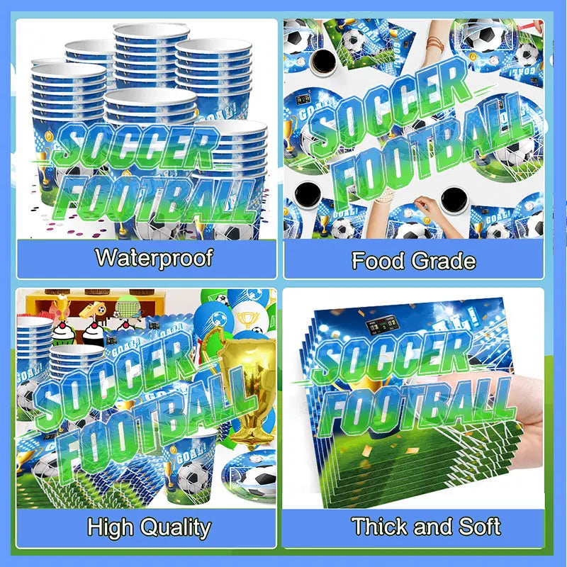 Blue Football Birthday Party Decoration Soccer Birthday Party Plate Cup Napkins Cotillon Birthday Soccer Star Happy Birthday Set