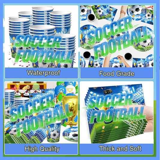 Blue Football Birthday Party Decoration Soccer Birthday Party Plate Cup Napkins Cotillon Birthday Soccer Star Happy Birthday Set