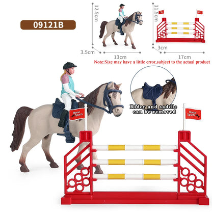 Oenux Farm Horse Race Model Action Figures DIY Equestrianism Horseman Animals Figurine Cute Education Collection Kids Toy Gift