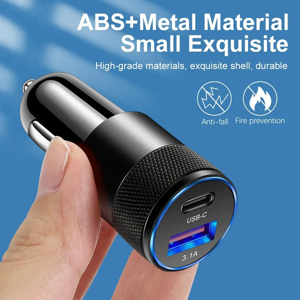 66W Car USB Adapter Fast Super Car Charger Cigarette Lighter PD USB Car Charger Auto Parts Accessories For iPhone Xiaomi Samsung