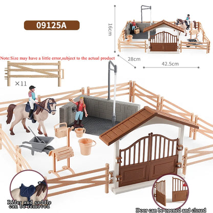 Oenux Farm Horse Race Model Action Figures DIY Equestrianism Horseman Animals Figurine Cute Education Collection Kids Toy Gift