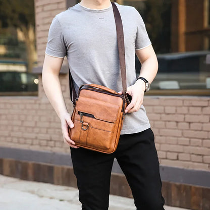 Brand Men Shoulder Bag for 9.7" iPad Men PU Leather Flaps Men's Crossbody Bags Business Flap Male Solid Messenger Bag Travel Bag