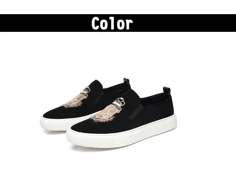 Men's Fashionable Embroidered Slip-On Loafers Comfortable Breathable Soft-Soled Casual Shoes-20338