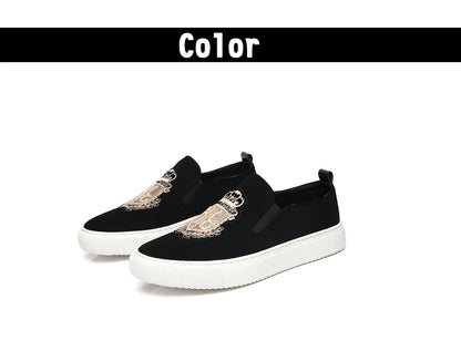 Men's Fashionable Embroidered Slip-On Loafers Comfortable Breathable Soft-Soled Casual Shoes-20338