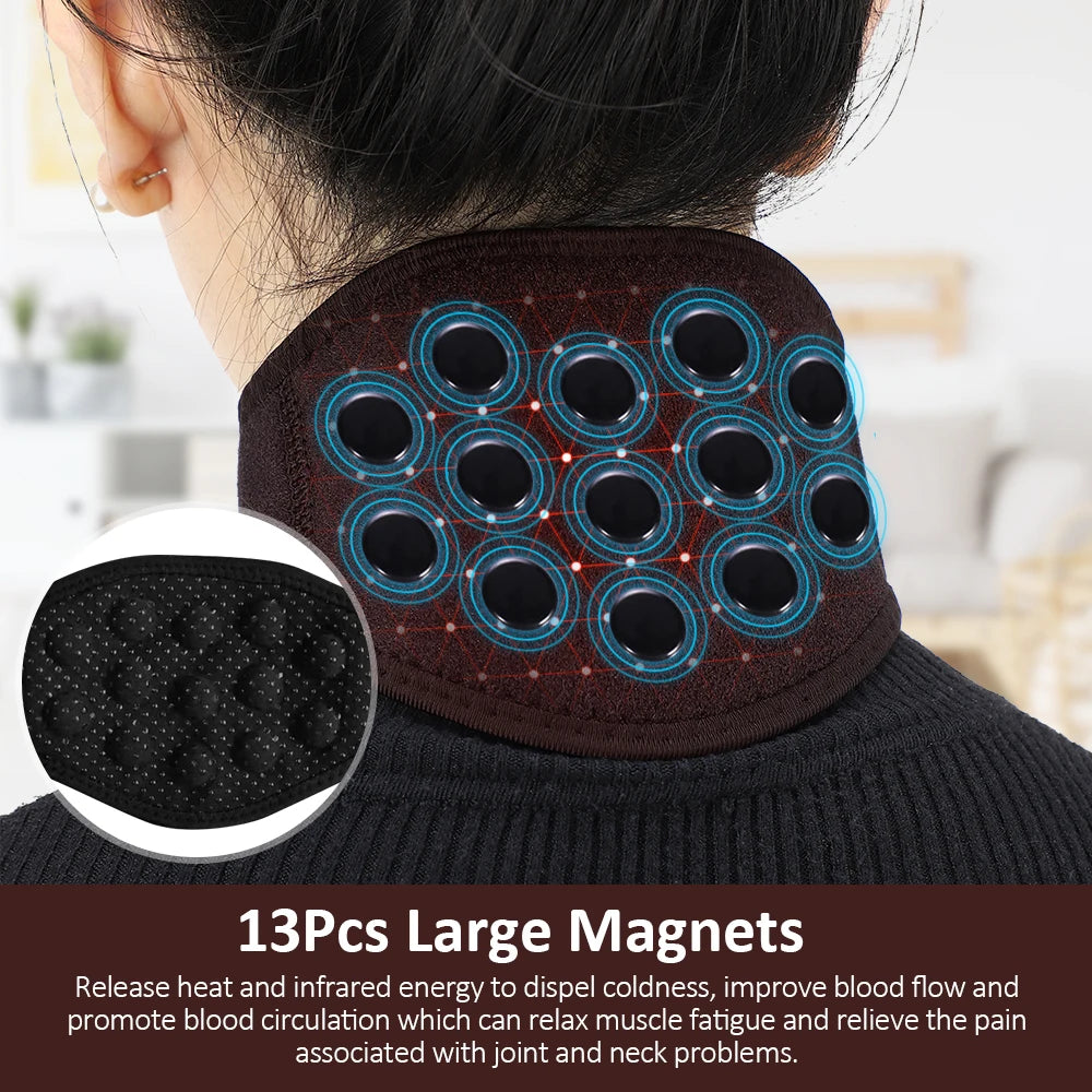 Tourmaline Neck Brace Self-heating Belt Wrap Cervical Protector Magnetic Therapy Support Wrap Band Pain Relief Health Care