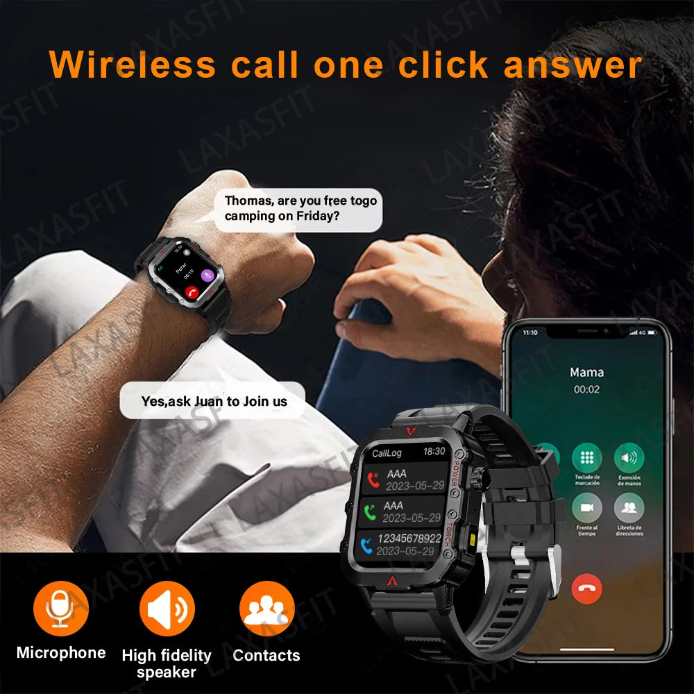 LAXASFIT New Smart Watch Bluetooth Talk LED Flashlight Sports Fitness Tracker Men Women Outdoor Sports Smart Watch