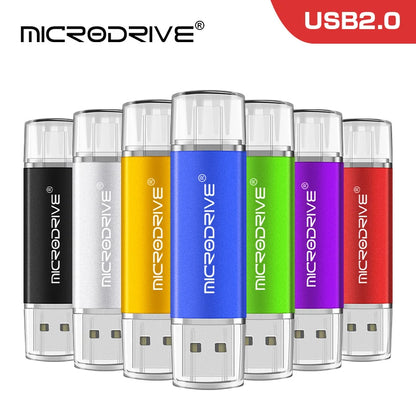 OTG Pendrive 2 in 1 type c USB 2.0 Flash Drive 1GB 128gb 64gb cle usb memoria usb metal stick 32gb 8gb Pen Drive for Android
