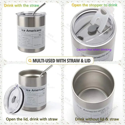 Double Wall Vacuum Insulated Reusable Coffee Tumbler Travel Mug with Straw Hot Cold Leak-proof Dishwasher Safe