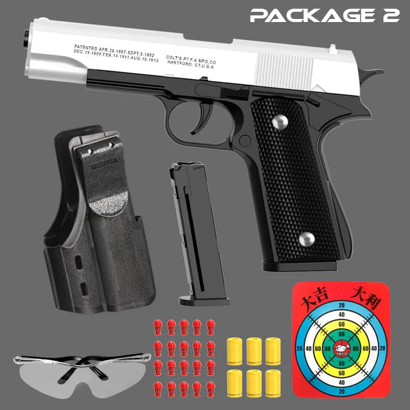 Tactical simulation toy gun model, shell ejection soft foam dart launcher, manually operated launcher