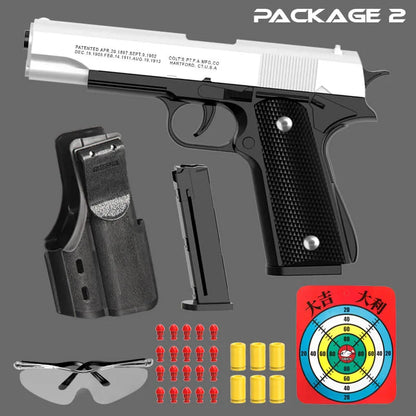 Tactical simulation toy gun model, shell ejection soft foam dart launcher, manually operated launcher