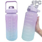 Water Bottle 2 Liter Stay Hydrated Motivated Leakproof Plastic Sport Bottle Reminder Times Sports Outdoor Fitness Office Indoor