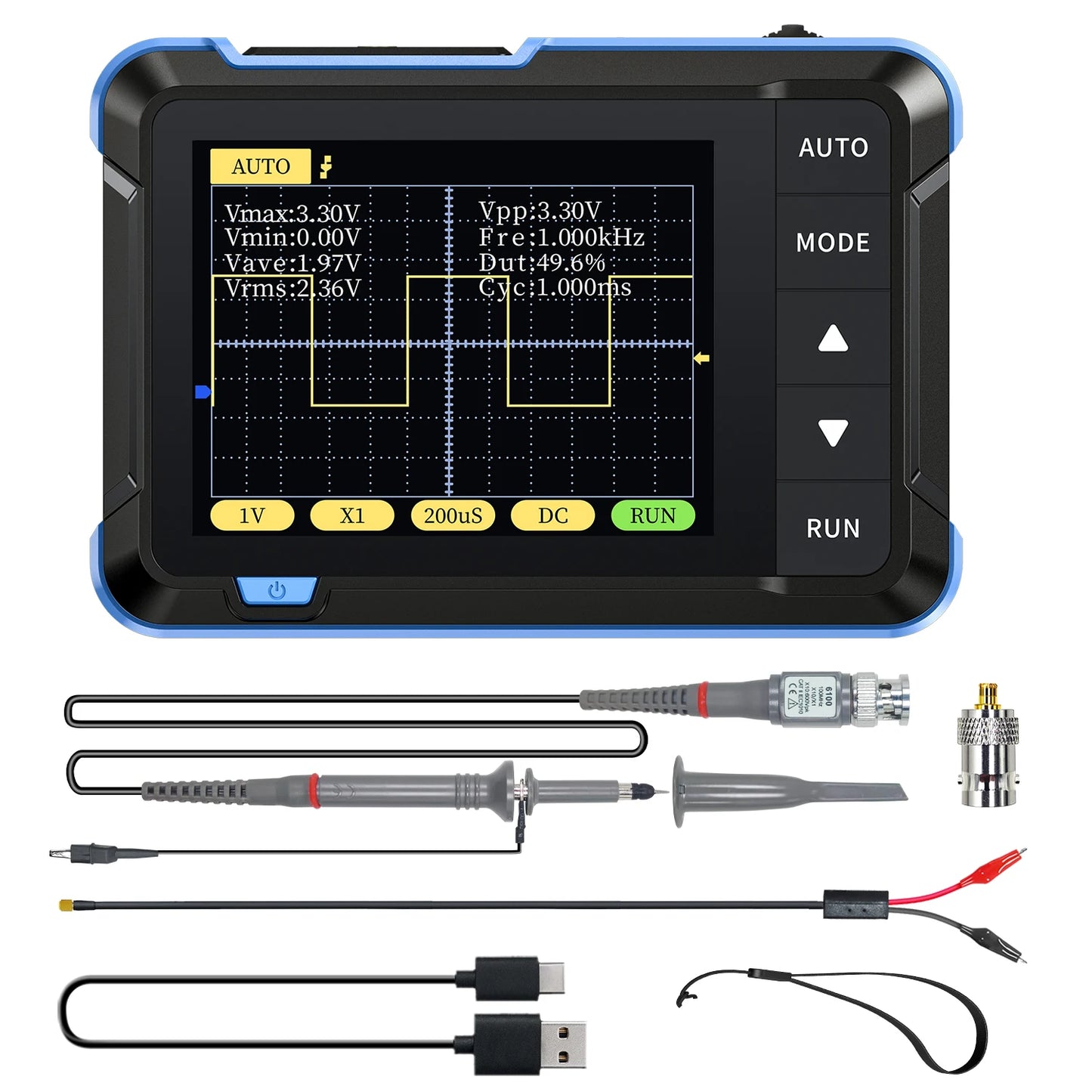 FNIRSI Professional NEW DSO152 Handheld Digital Oscilloscope: 2.5MSa/s Sampling, 200KHz Bandwidth, 800 VPP PWM Output