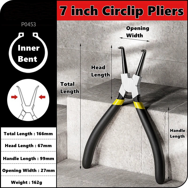 5/6/7 inch Internal External Pliers Retaining Clips Portable Multifunctional Snap Ring Circlip Circlip Install Uninstall Pliers