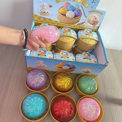 Dumpling Pressure Dumpling Squishies Cute Colorful Bun Toy Slow Rising Stress Relief Fidget Toy for Kids Adults Anti-Anxiety Gif