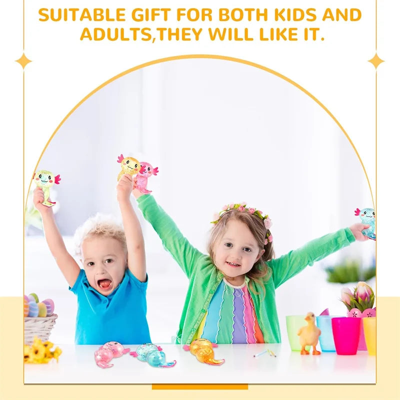 1/3/6/9PCS Squishy Stress Glitter Axolotl Sugar Ball For Children's Stress Relief Birthday Party Favor Gift Easter Basket Filler