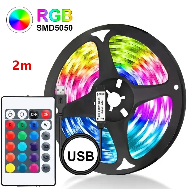RGB Ambient Light Strip USB 5V LED 5050 Music Sync Flexible Tape Smart Home Lights Remote APP Control for Room TV DIY Decoration