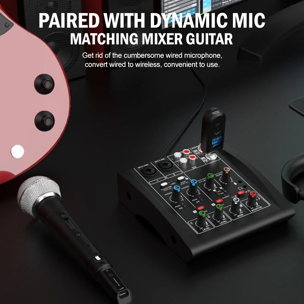 Wireless Microphone Transmitter Receiver System UHF XLR Adapter System for Dynamic Microphone Guitar Audio Mixer PA System DGNOG