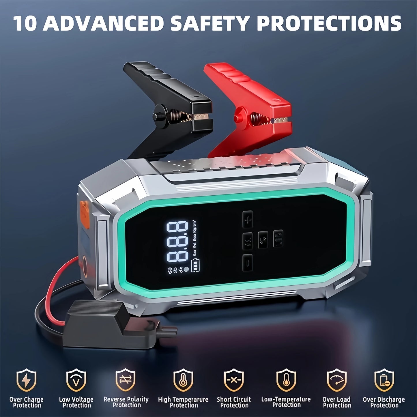 Truck Jump Starter, 180Psi Tire Inflator Compressor, 8000A Emergency Start Power Bank