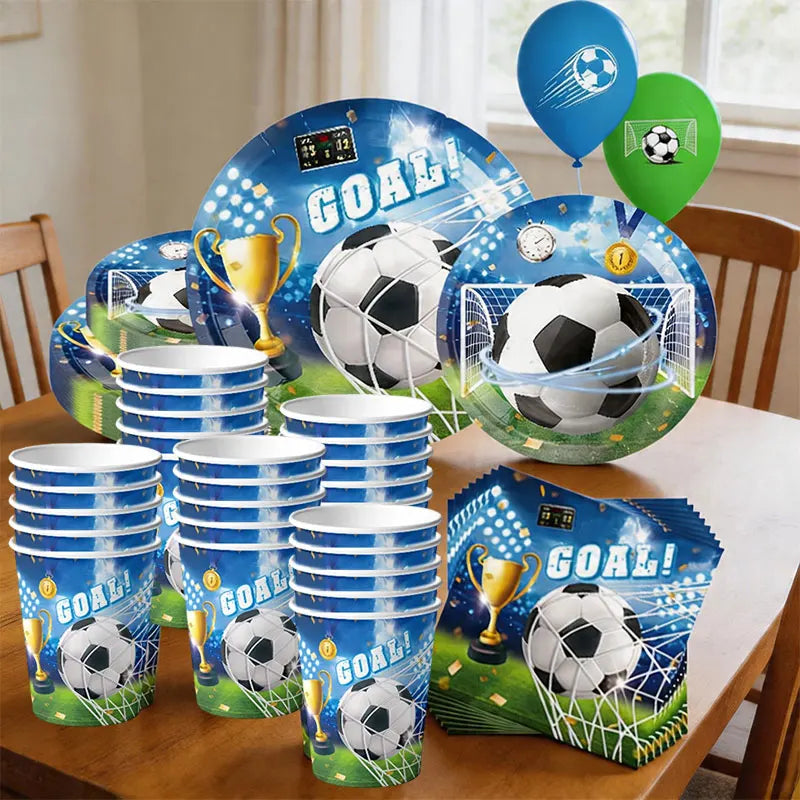 Blue Football Birthday Party Decoration Soccer Birthday Party Plate Cup Napkins Cotillon Birthday Soccer Star Happy Birthday Set