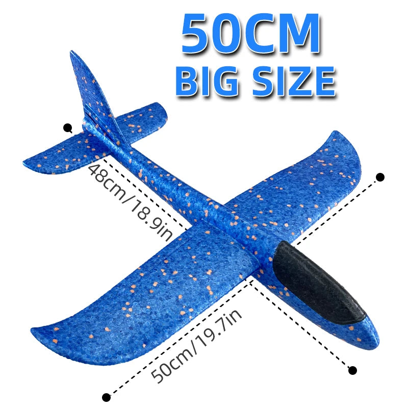 50/33CM Big Foam Plane Glider Hand Throw Airplane Light Inertial Bubble Planes Outdoor Launch Kids Toys for Children Boys Gift