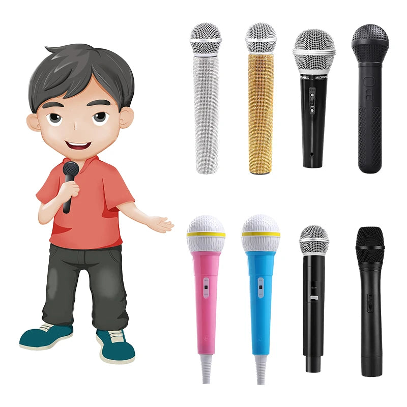 Children's Microphone Simulation Mic Model Media Interview Props Microphone Toys Educational For Kids Eloquence Performance Mic