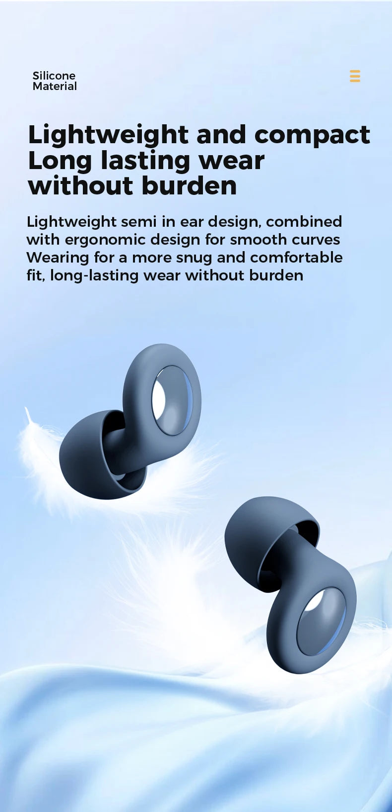 Soft Full Silicone Ear Plugs 25dB Noise Reduction Reusable Sleeping & Hearing Protection Earplugs for Concert