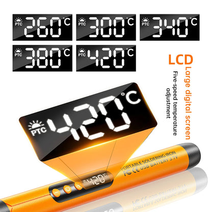 USB digital display soldering iron Type C interface mini soldering iron set 260-420 ℃ five temperature switching