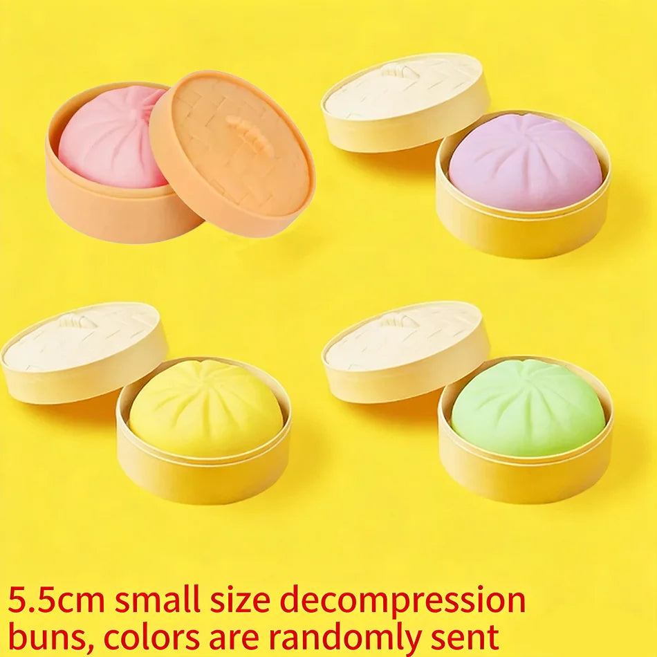 Colorful Steamer Dumpling Squishies Stress Ball Slow Rising Squeeze Fidget Toy Anti-Stress Sensory Relief for Adults Funny Gifts