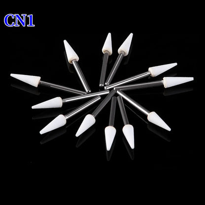 JUMTOP 12Pcs/Bag Dental Flame Cone Round White Stone Polisher FG Burs