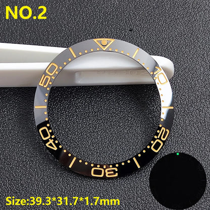 39.3*31.7 or 40.7*32.7mm Sloping Luminous Ceramic Bezel Insert Replacement of watch accessories Ceramic Bezel Insert