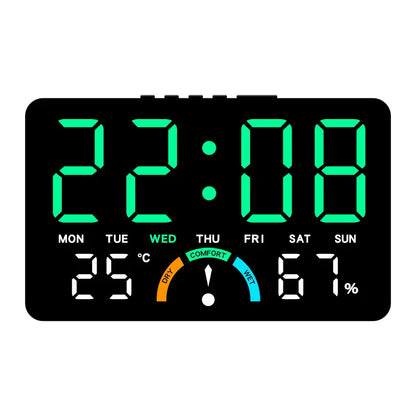 Digital Alarm Clock TEMP Humidity Week Comfort Level Dual Alarm Snooze Table Clock 12/24H Timer Auto Dimmable LED Wall Clock