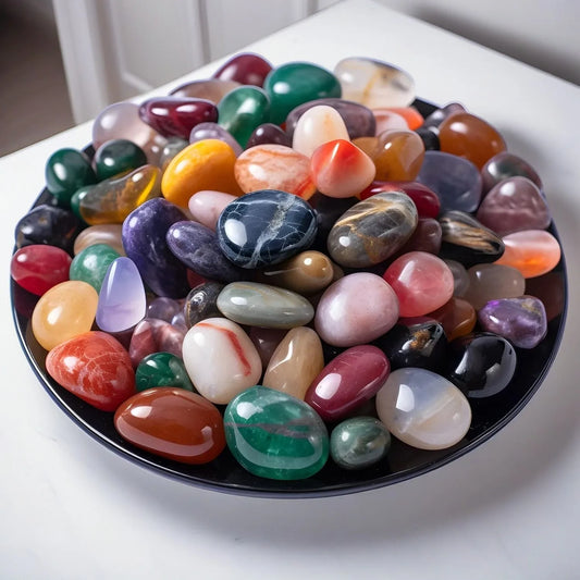 Polished Multi-Colored Crystal Stone Set, Hand-Selected Tumbled Stones for Meditation, Crafting, Home Decor, Multi-Colored 0.4Inch-0.6Inch (Colors Are Random)