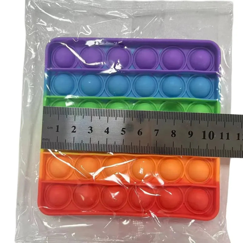 Silicone Rainbow Push Pop Toy, Round Sensory Fidget Bubble Toy, Anxiety Relief Desktop Game for Children