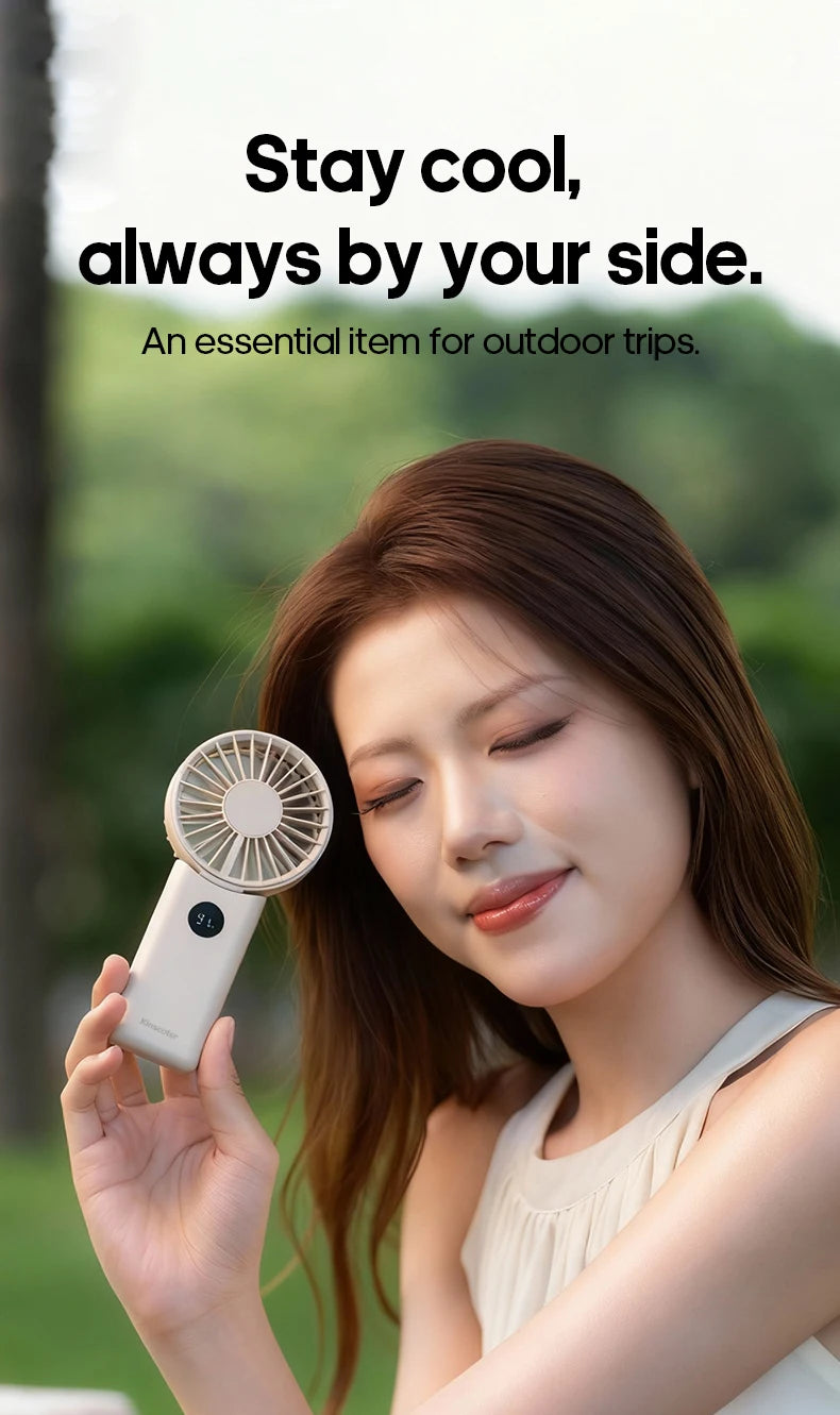 Portable Folding Handheld Fan 1800mAh Desktop Rechargeable Fan 4-speed Wind Angle Adjustable with LED Display for Outdoor Travel
