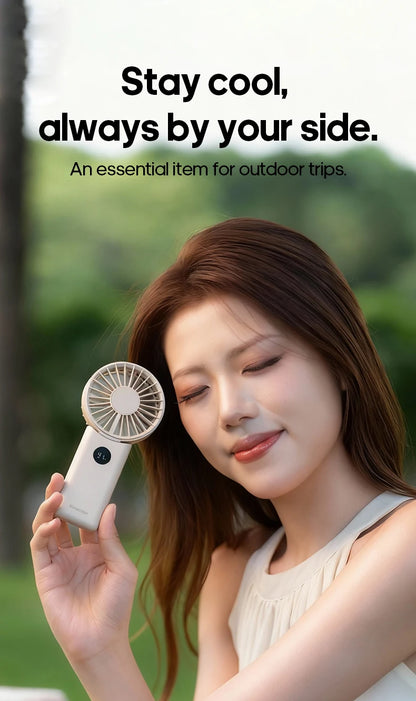 Portable Folding Handheld Fan 1800mAh Desktop Rechargeable Fan 4-speed Wind Angle Adjustable with LED Display for Outdoor Travel