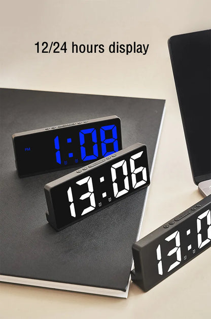 Digital Alarm Clock Voice Control Teperature Snooze Night Mode Desktop Table Clock 12/24H Anti-disturb Funtion LED Clocks Watch