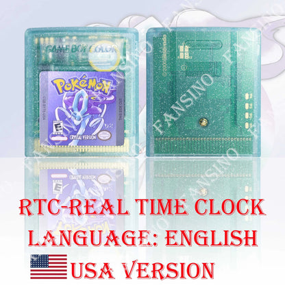 GB/GBC Real Time Clock Pokemon Crystal/Gold/Silver Version Video Game Cartridge with Battery USA/NOE/FRA/ESP/ITA Version