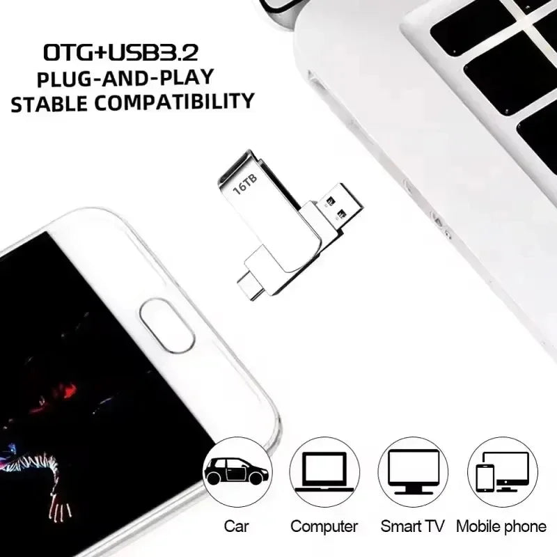 Lenovo 16TB USB 3.2 Flash Drives High Speed Transfer Metal Pendrive Memory Card Pendrive Flash Disk Memoria Waterproof Stick