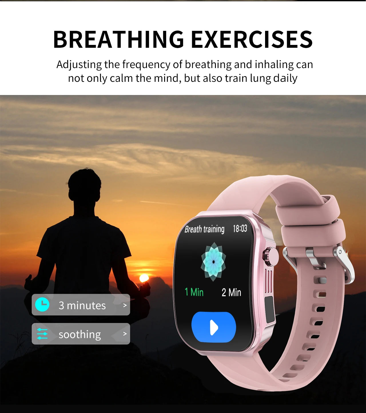 LIGE Nowy smartwatch z zakrzywionym ekranem 3D o przekątnej 2,2 cala z podświetleniem LED, termometrem, monitorem zdrowia, połączeniami BT i funkcjami sportowo-fitnessowymi