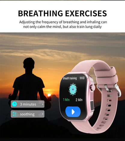 LIGE Nowy smartwatch z zakrzywionym ekranem 3D o przekątnej 2,2 cala z podświetleniem LED, termometrem, monitorem zdrowia, połączeniami BT i funkcjami sportowo-fitnessowymi